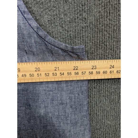 Pure Navy Dress XL 100% Linen Pockets Lagenlook Casual Beachy Shirtdress Button - Picture 9 of 13